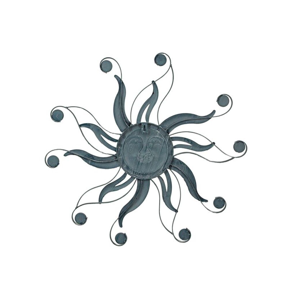 Antique Copper Finish Metal Sun Face Wall Hanging With Ceramic Bead Accents - Picture 9 of 9